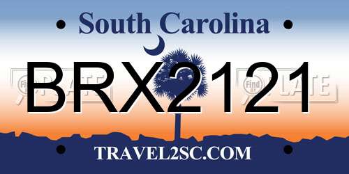 BRX2121 South Carolina License Plate