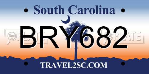BRY682 South Carolina License Plate