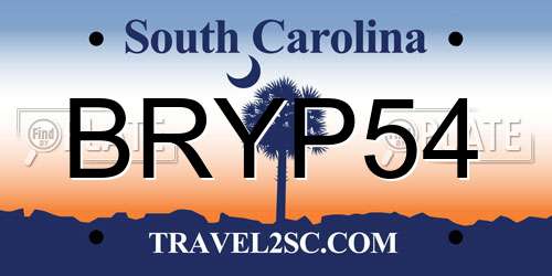 BRYP54 South Carolina License Plate