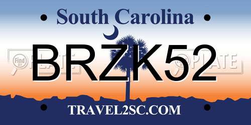 BRZK52 South Carolina License Plate