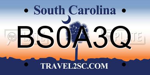 BS0A3Q South Carolina License Plate