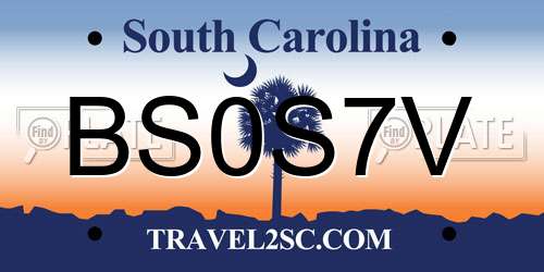BS0S7V South Carolina License Plate