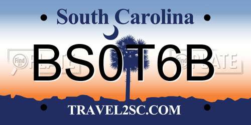 BS0T6B South Carolina License Plate