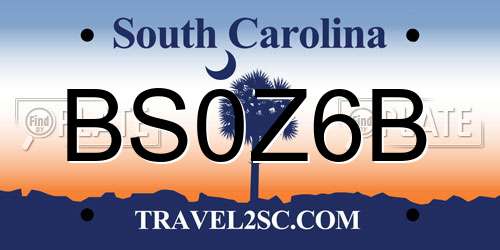 BS0Z6B South Carolina License Plate