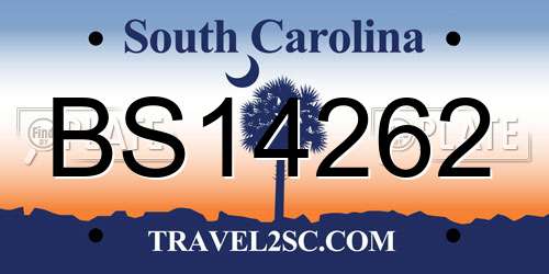 BS14262 South Carolina License Plate