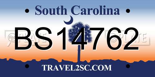 BS14762 South Carolina License Plate
