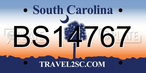 BS14767 South Carolina License Plate