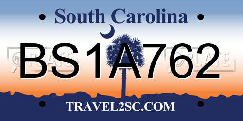 BS1A762 South Carolina License Plate