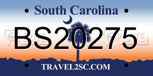 BS20275 South Carolina License Plate
