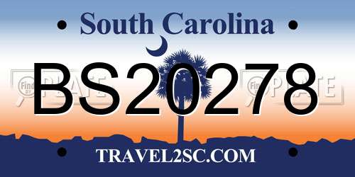 BS20278 South Carolina License Plate