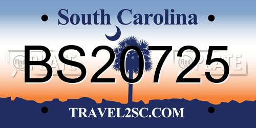 BS20725 South Carolina License Plate