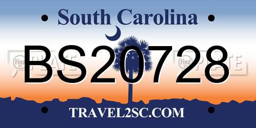 BS20728 South Carolina License Plate