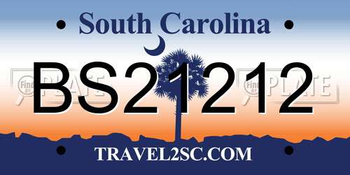 BS21212 South Carolina License Plate