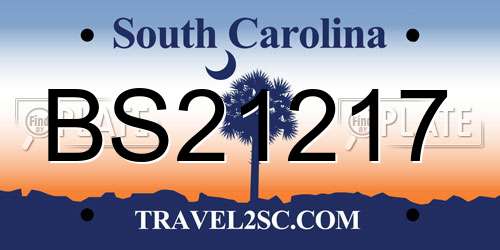BS21217 South Carolina License Plate