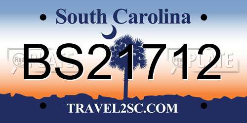 BS21712 South Carolina License Plate