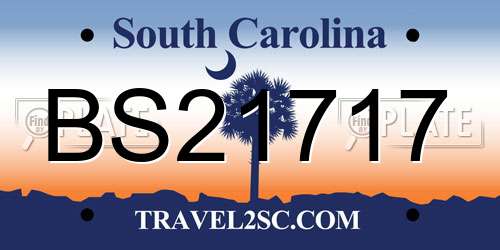 BS21717 South Carolina License Plate