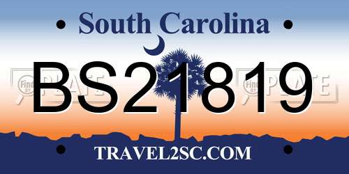 BS21819 South Carolina License Plate