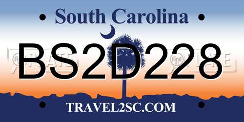 BS2D228 South Carolina License Plate