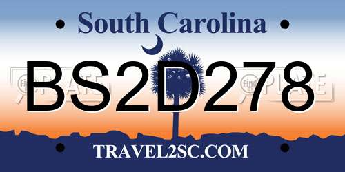BS2D278 South Carolina License Plate