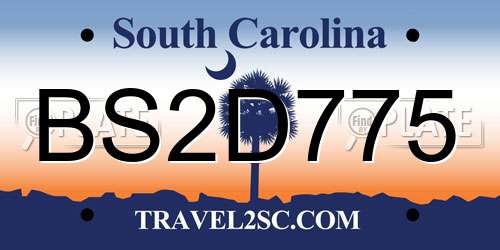BS2D775 South Carolina License Plate