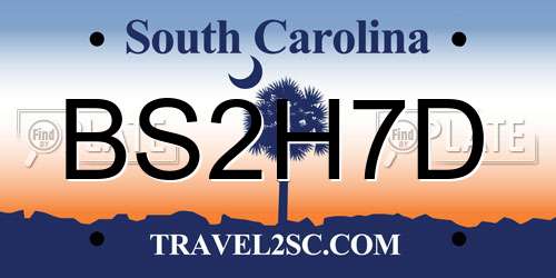 BS2H7D South Carolina License Plate