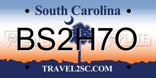 BS2H7O South Carolina License Plate