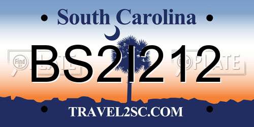 BS2I212 South Carolina License Plate