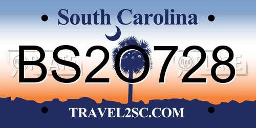 BS2O728 South Carolina License Plate