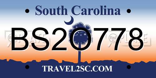 BS2O778 South Carolina License Plate