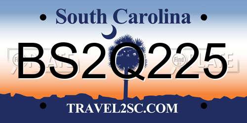 BS2Q225 South Carolina License Plate