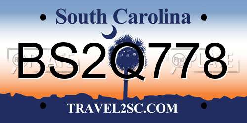 BS2Q778 South Carolina License Plate