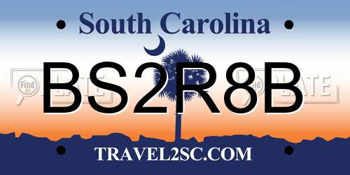 BS2R8B South Carolina License Plate