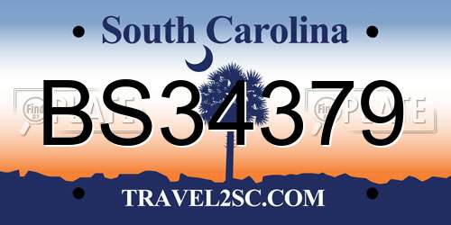 BS34379 South Carolina License Plate