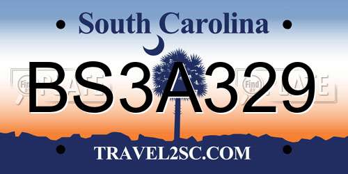 BS3A329 South Carolina License Plate