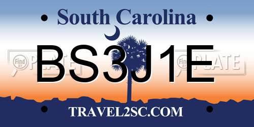 BS3J1E South Carolina License Plate