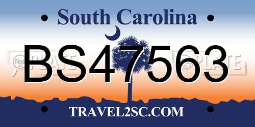 BS47563 South Carolina License Plate