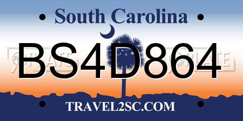BS4D864 South Carolina License Plate
