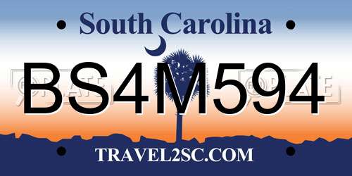 BS4M594 South Carolina License Plate