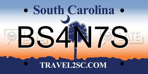BS4N7S South Carolina License Plate