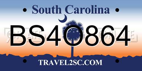 BS4O864 South Carolina License Plate