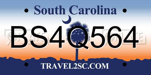 BS4Q564 South Carolina License Plate