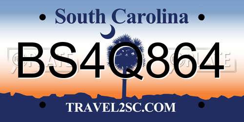 BS4Q864 South Carolina License Plate
