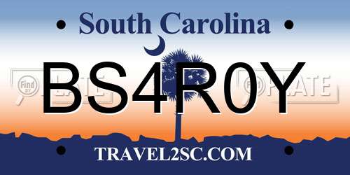 BS4R0Y South Carolina License Plate