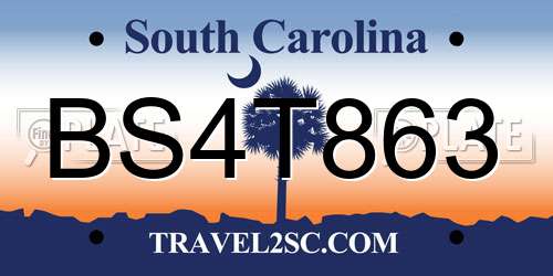 BS4T863 South Carolina License Plate