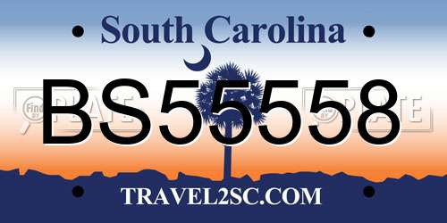 BS55558 South Carolina License Plate