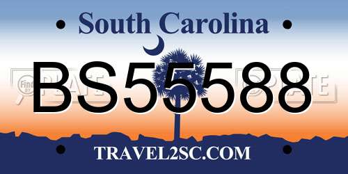 BS55588 South Carolina License Plate