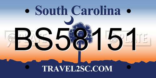 BS58151 South Carolina License Plate