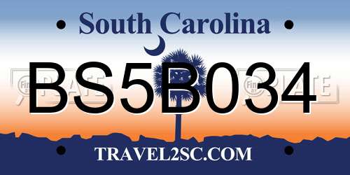 BS5B034 South Carolina License Plate