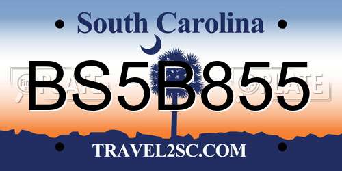 BS5B855 South Carolina License Plate