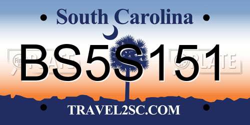 BS5S151 South Carolina License Plate